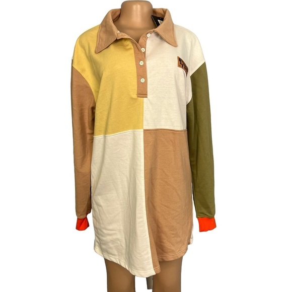 3/$30 🍂 PrettyLittleThing Stone Contrast Block Sweatshirt Dress - Picture 2 of 12